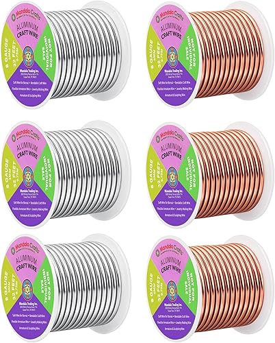 Miniatura 107 de Mandala Crafts - Alambre de aluminio anodizado de calibre 8 para joyería - 39 m de alambre flexible neutro colorido - Flexible para creación
