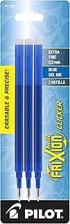 Pilot, FriXion Ball Gel Ink Refills for Erasable Pens, Extra Fine Point 0.5 mm, Pack of 3, Blue