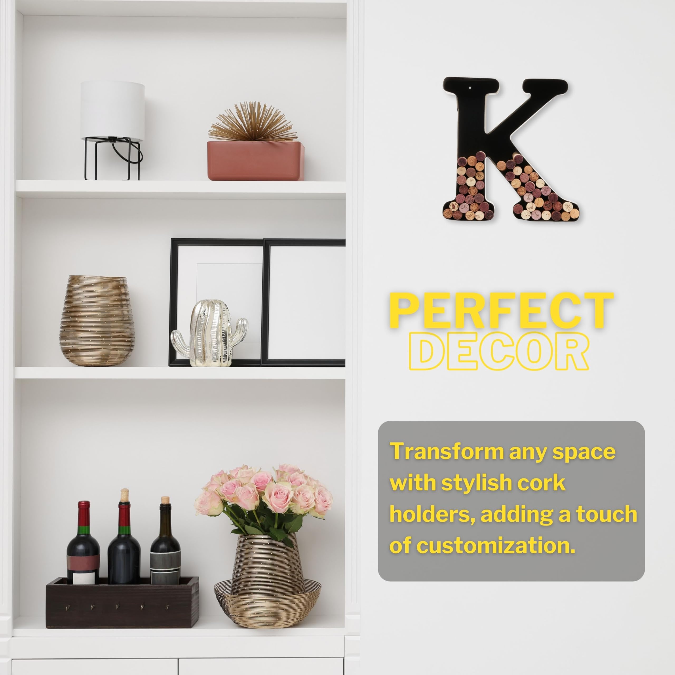 Amazon.co.jp: DECOMIL ワインコルクホルダー (A-Z) 英文字 K | 装飾