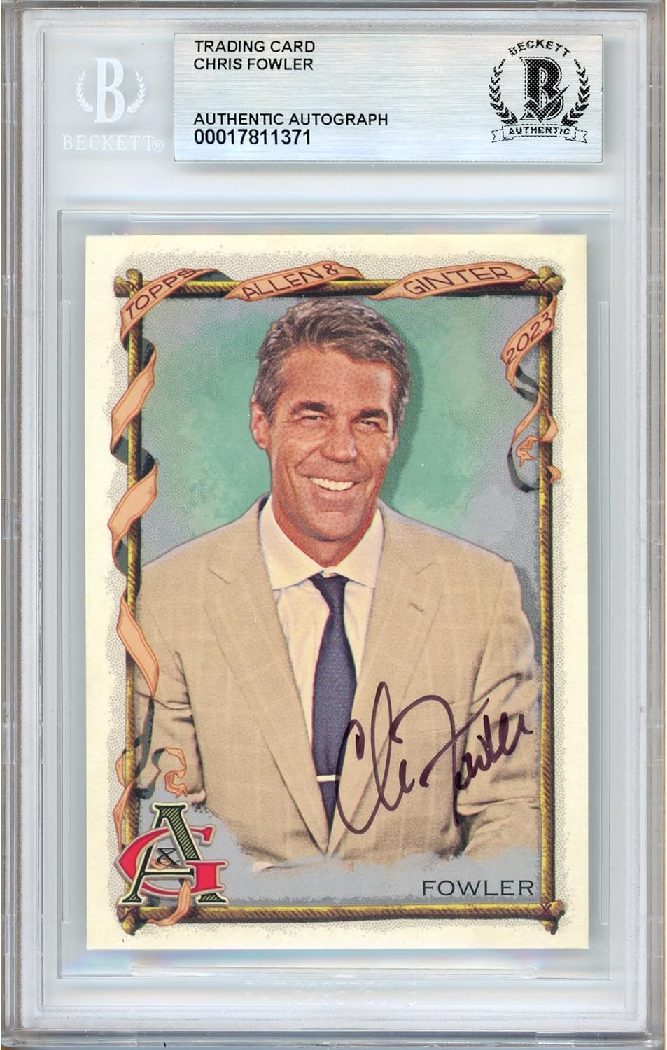 Chris Fowler Autographed 2023 Topps Allen and Ginter ESPN #254 Football Trading Card Slabbed Beckett BAS Authentic Slab COA Announcer For ESPN NCAA Football