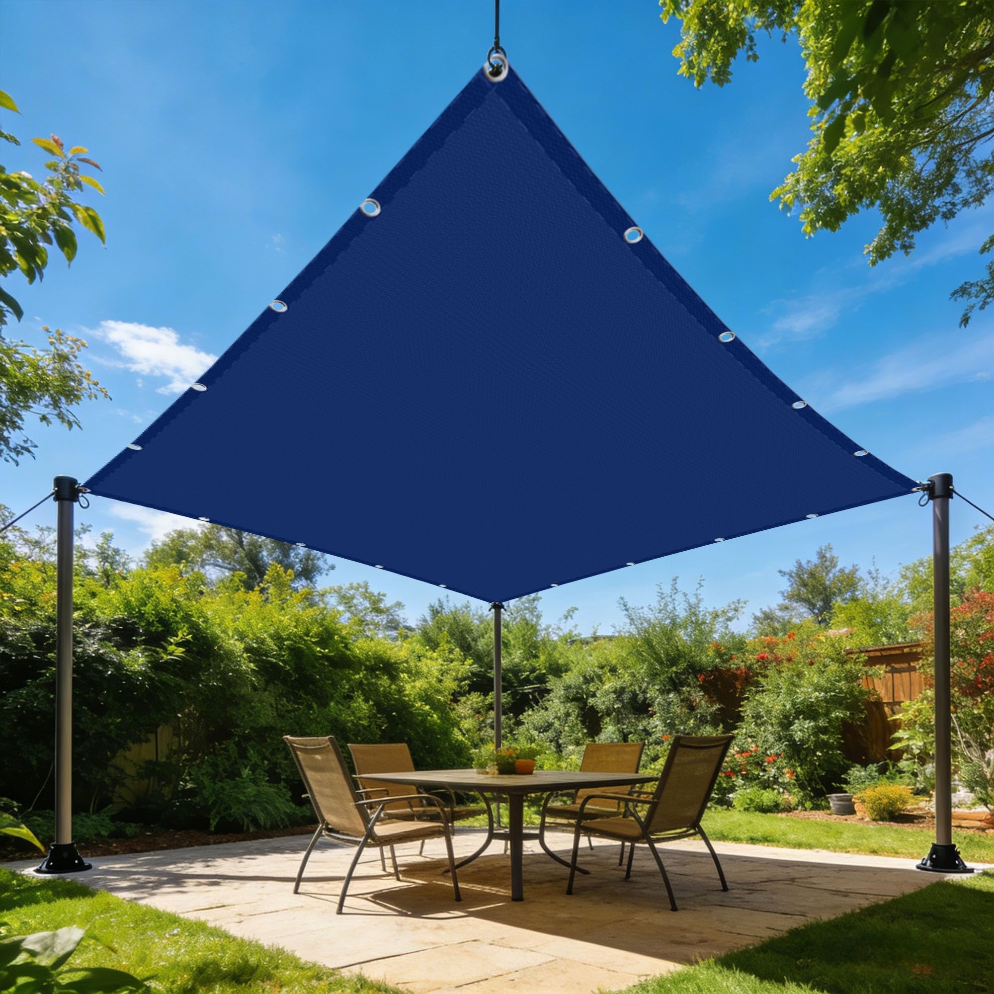 Voile d'ombrage imperméable rectangulaire 50x100 cm bleu foncé pour balcon et jardin