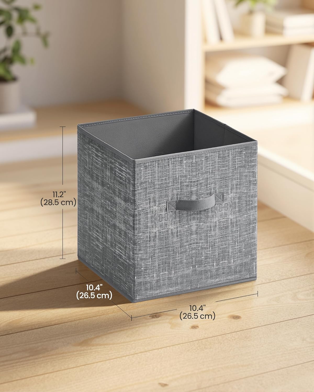 SONGMICS HOME Foldable Storage Cubes Set of 10, Fabric Shelf Organizer Bins with Handles, Closet Storage Boxes for Clothes, 10.4 x 10.4 x 11.2 Inches, Gray