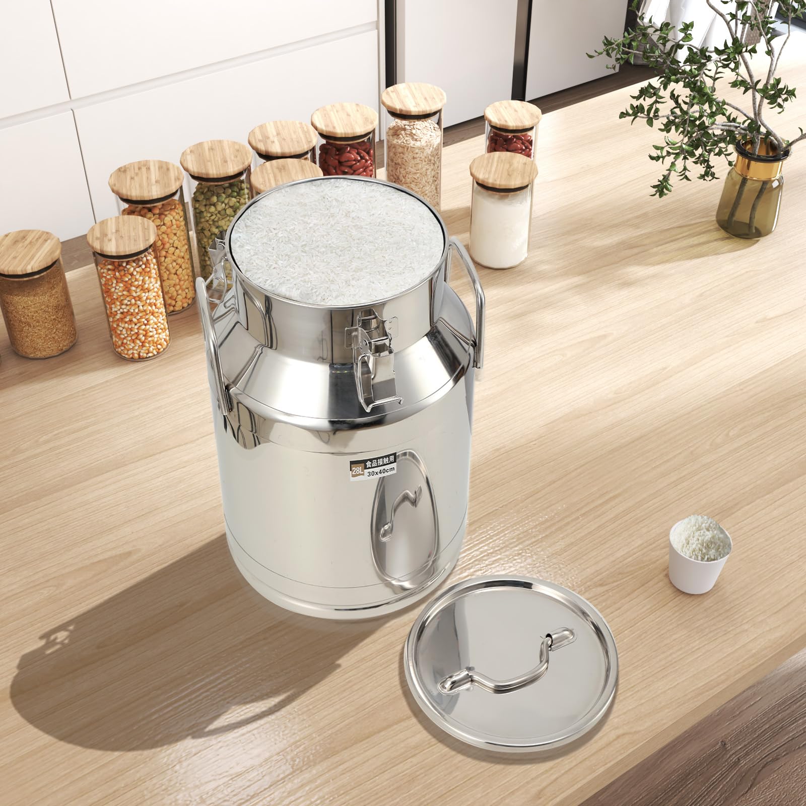 Transportkanne 28L Milchkanne aus Rostfrei 201 Edelstahl Milchkrug Milch Transportkanne Milchbehälter für Wein Die Aufbewahrung Von Spirituosen, Speiseöl, Tee, Milch Und Vielem Mehr