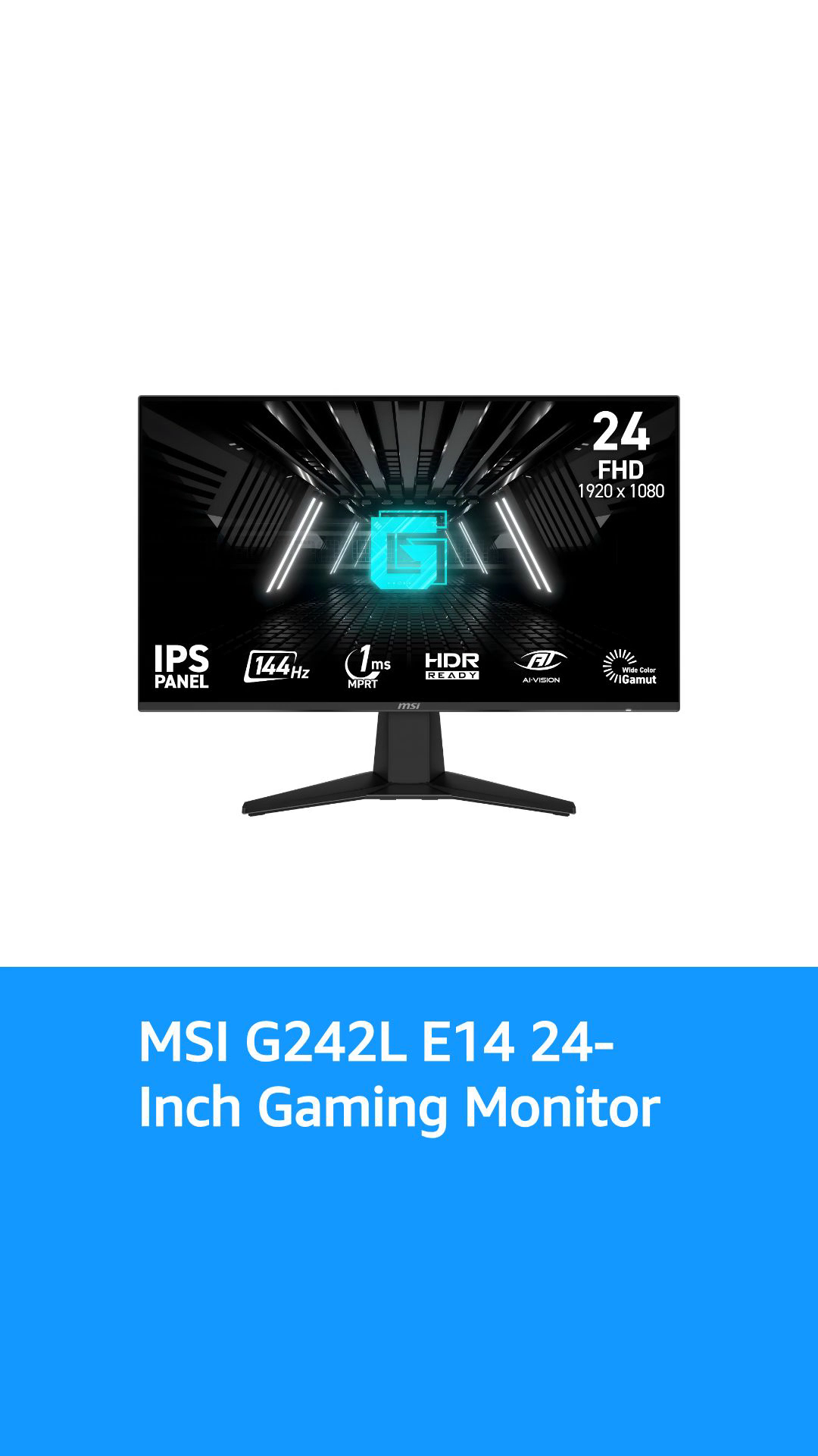 MSI G242L E14 24-inch 1920 x 1080 (FHD) Gaming Monitor, 144Hz