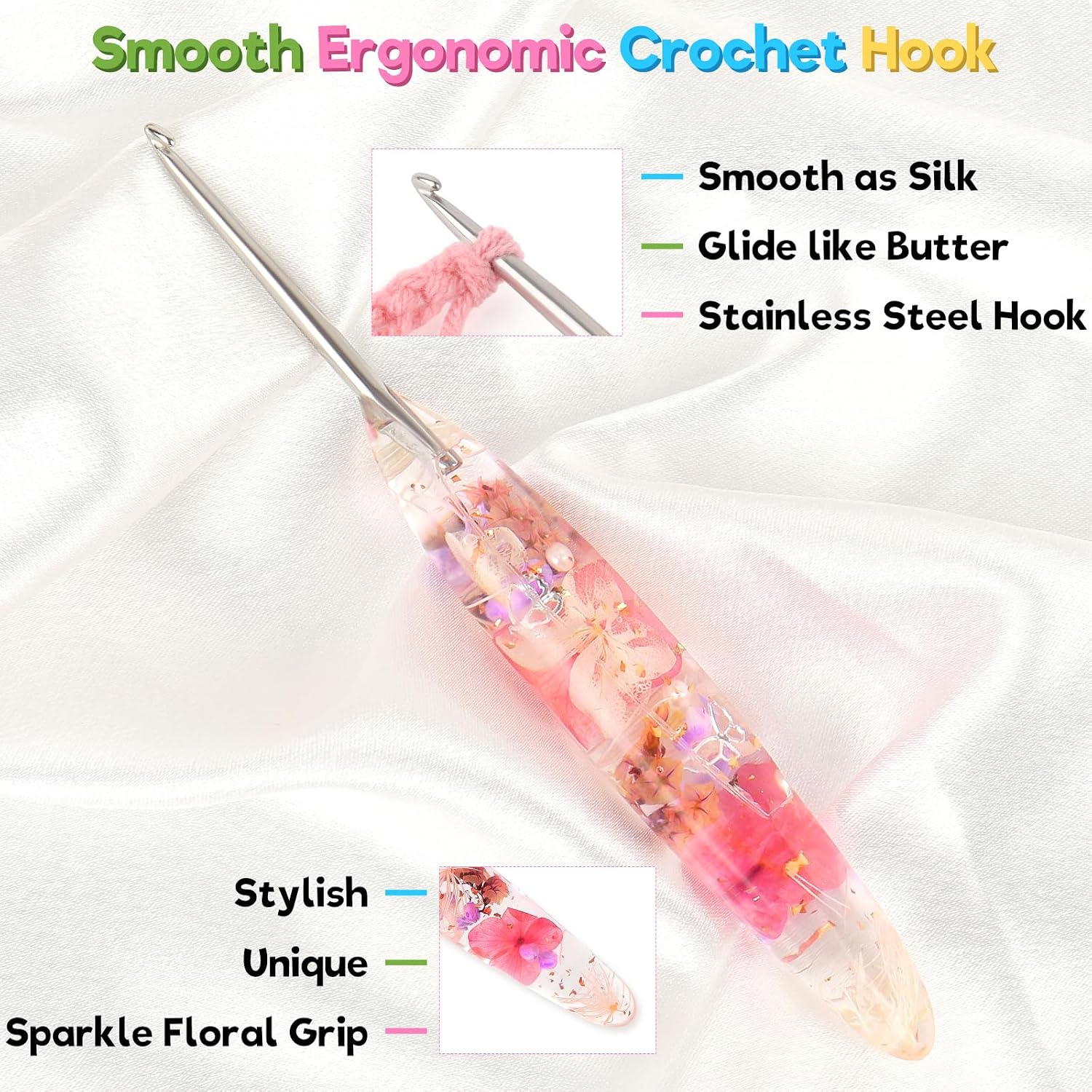 Katech 3mm Ergonomic Crochet Hook for Arthritic Hands, Stainless Steel Hook image 4