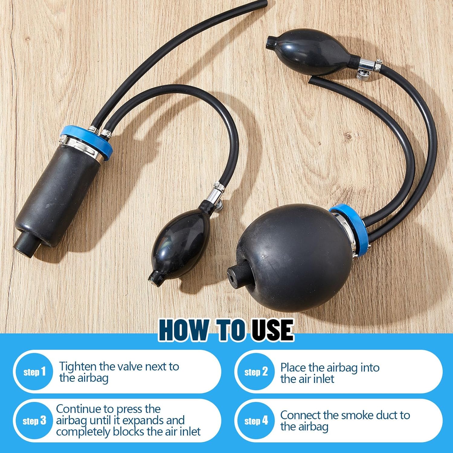 2 Pcs Universal Easy Intake Adapter Automotive Smoke Machine Inflatable Bladder Block off Diagnostic Car Smoke Leak Tester Detector for 12V Vehicles Pipe Fuel Leakage Detection(Blue)