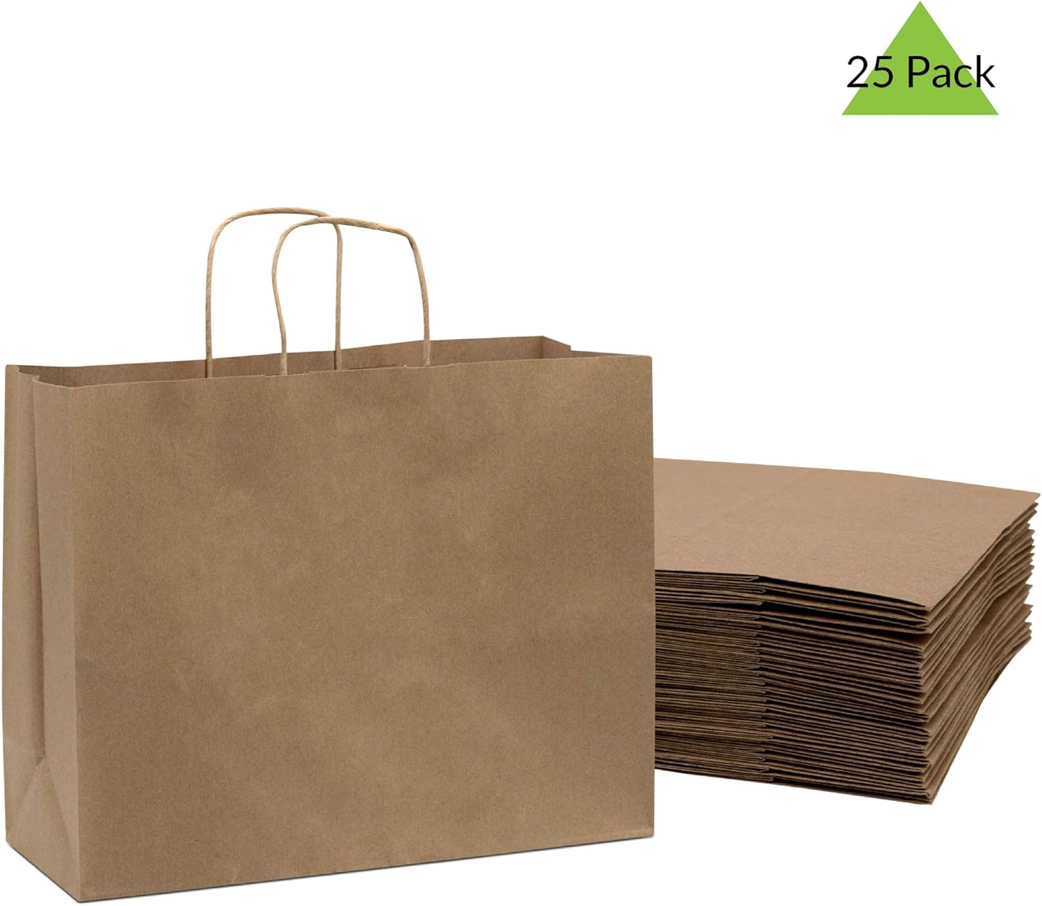 Buy 2 get 3 Brown Gift Bags with Handles - 16x6x12 Inch 25 Pack Large Kraft Paper Shopping Bags, Craft Totes in Bulk for Boutiques, Small Business, Retail Stores, Birthdays, Party Favors, Jewelry, Merchandise