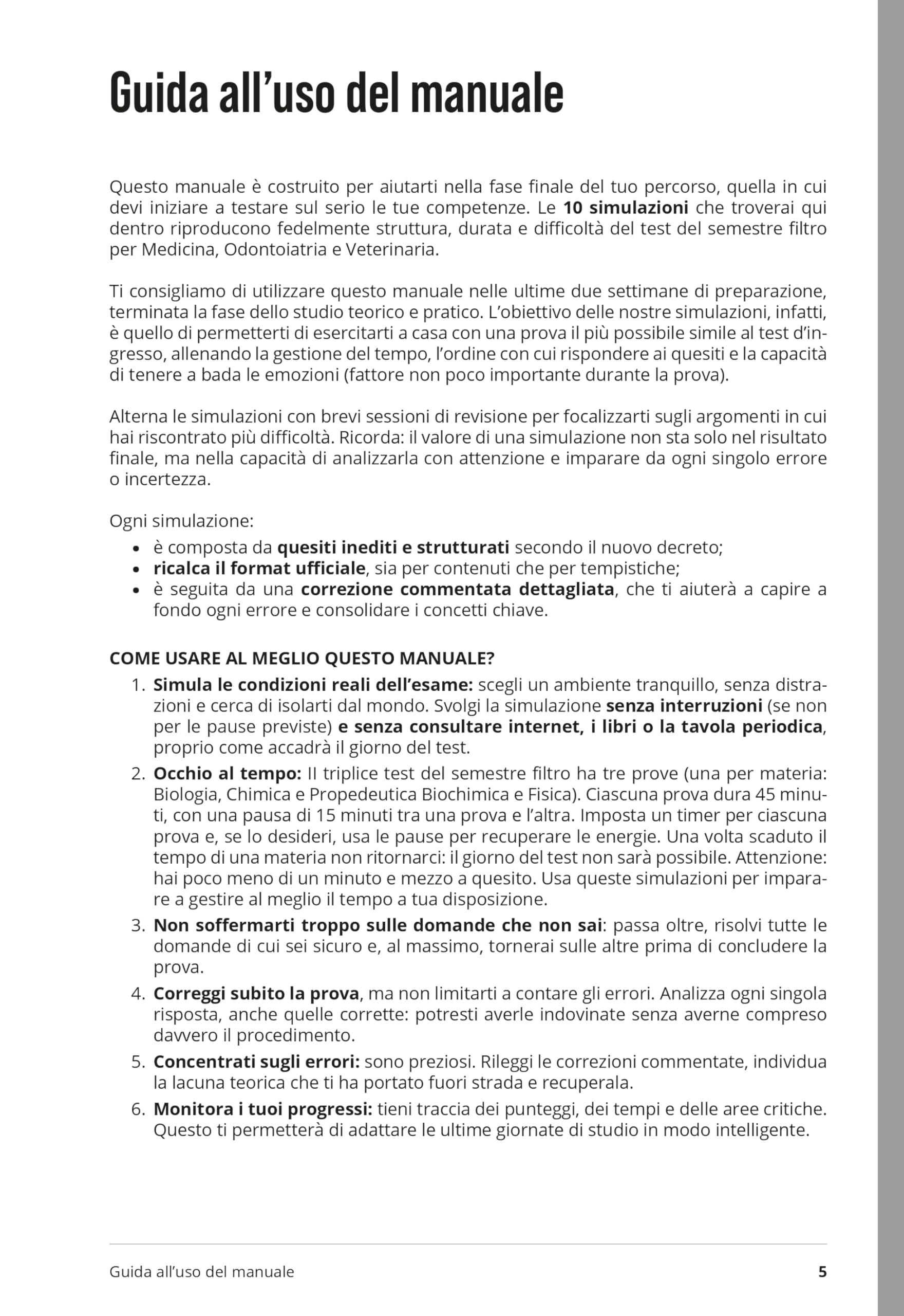 Testbusters. Simulazioni commentate. Semestre filtro 2026/2027