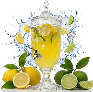 Drinkstuff Glass Drinks Dispenser with Tap - 4 Litre Water & Juice Server for Parties, Buffets, BBQs & Home Hosting - Leakproof, Reusable & Easy to Clean