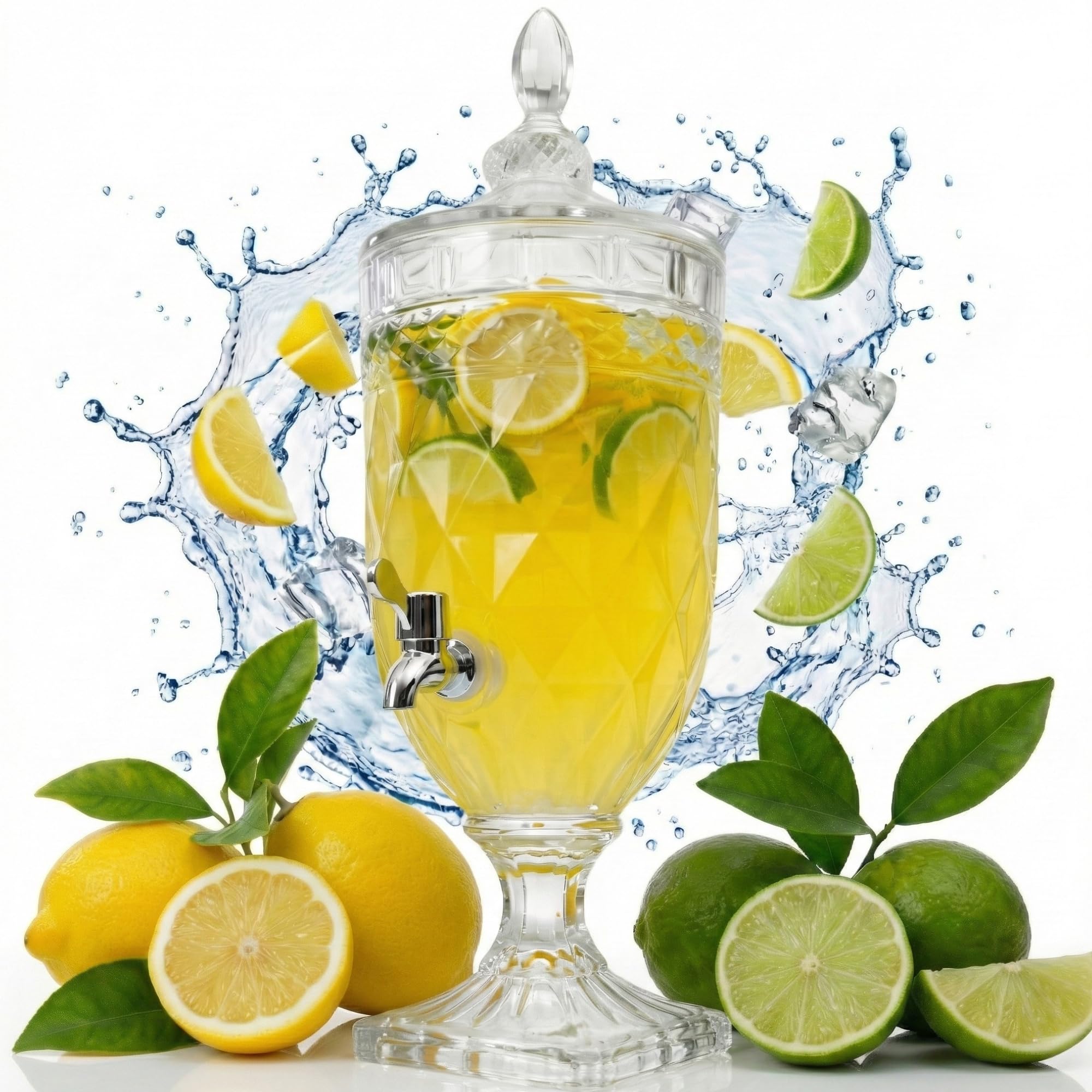 Drinkstuff Glass Drinks Dispenser with Tap - 4 Litre Water & Juice Server for Parties, Buffets, BBQs & Home Hosting - Leakproof, Reusable & Easy to Clean