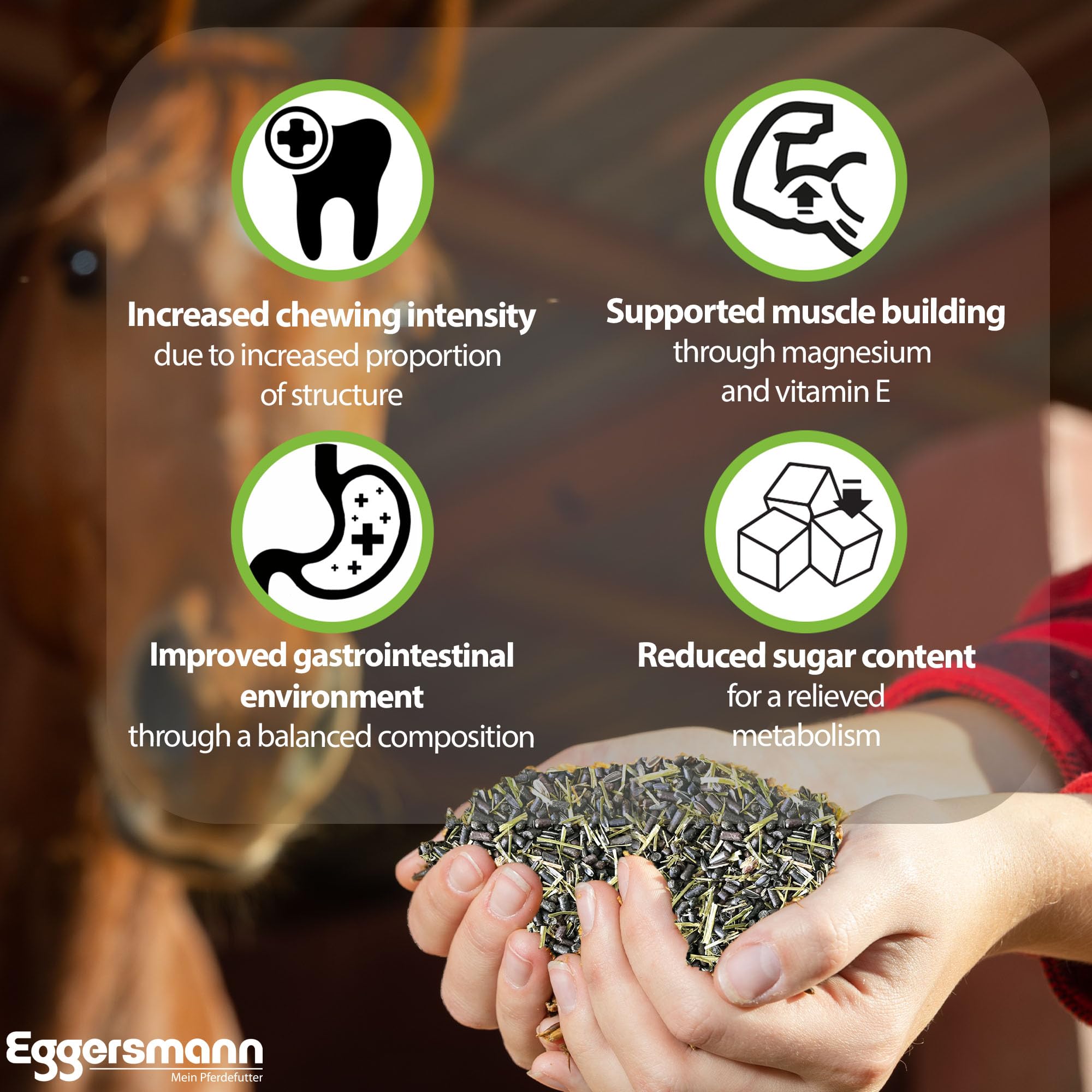 Eggersmann Green Power Nourriture naturelle pour chevaux sans céréales Pour performance en entraînement et compétition