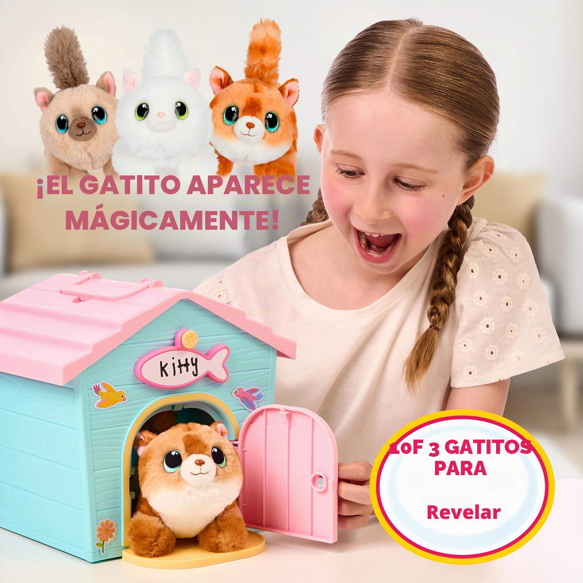 Little Live Pets My Kitty's Home - Mini juego de peluche de gatito misterioso, revela y decora el transportador de mascotas, juego repetido, juguetes de casa de gato para niños de 5 años en adelante