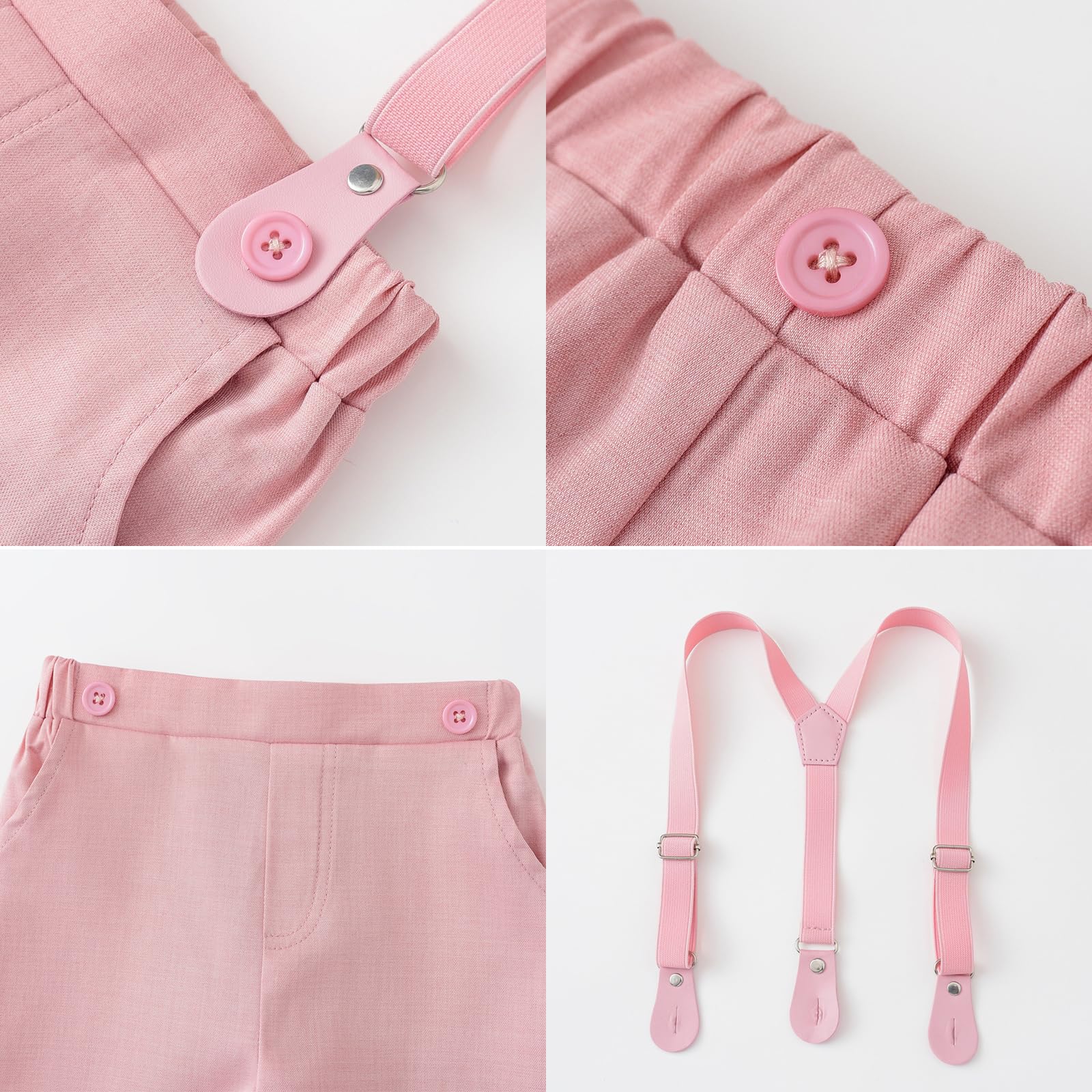 Ensemble de costume formel pour garçon - Chemise à manches longues avec nœud papillon et porte-jarretelles - Costume de mariage pour garçon