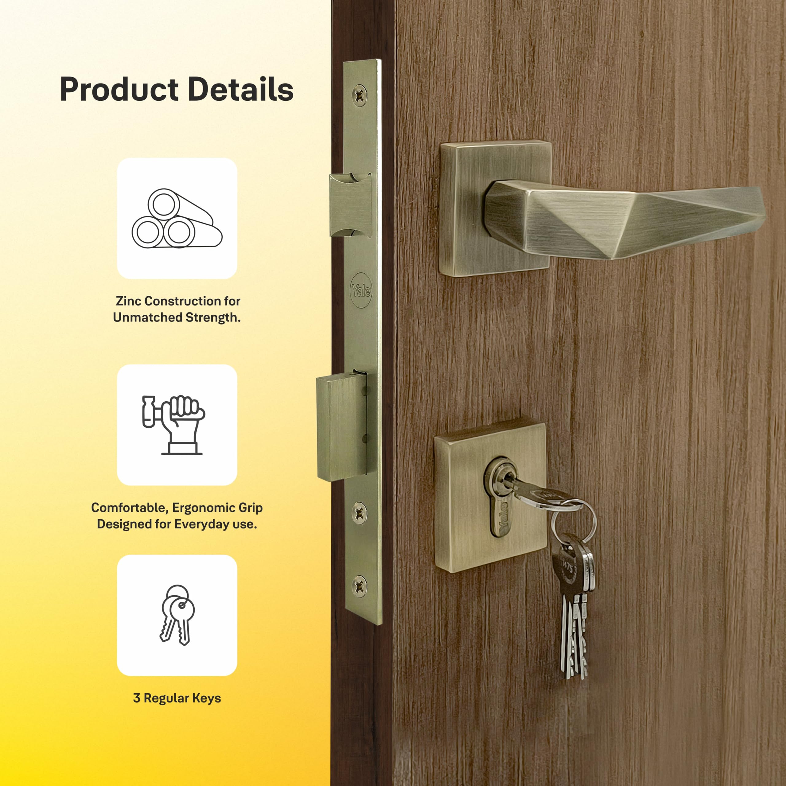 Yale Mortise Lock Handle Set - Secure & Stylish -3 Yale Mortise Lock Handle Set - Secure & Stylish -3