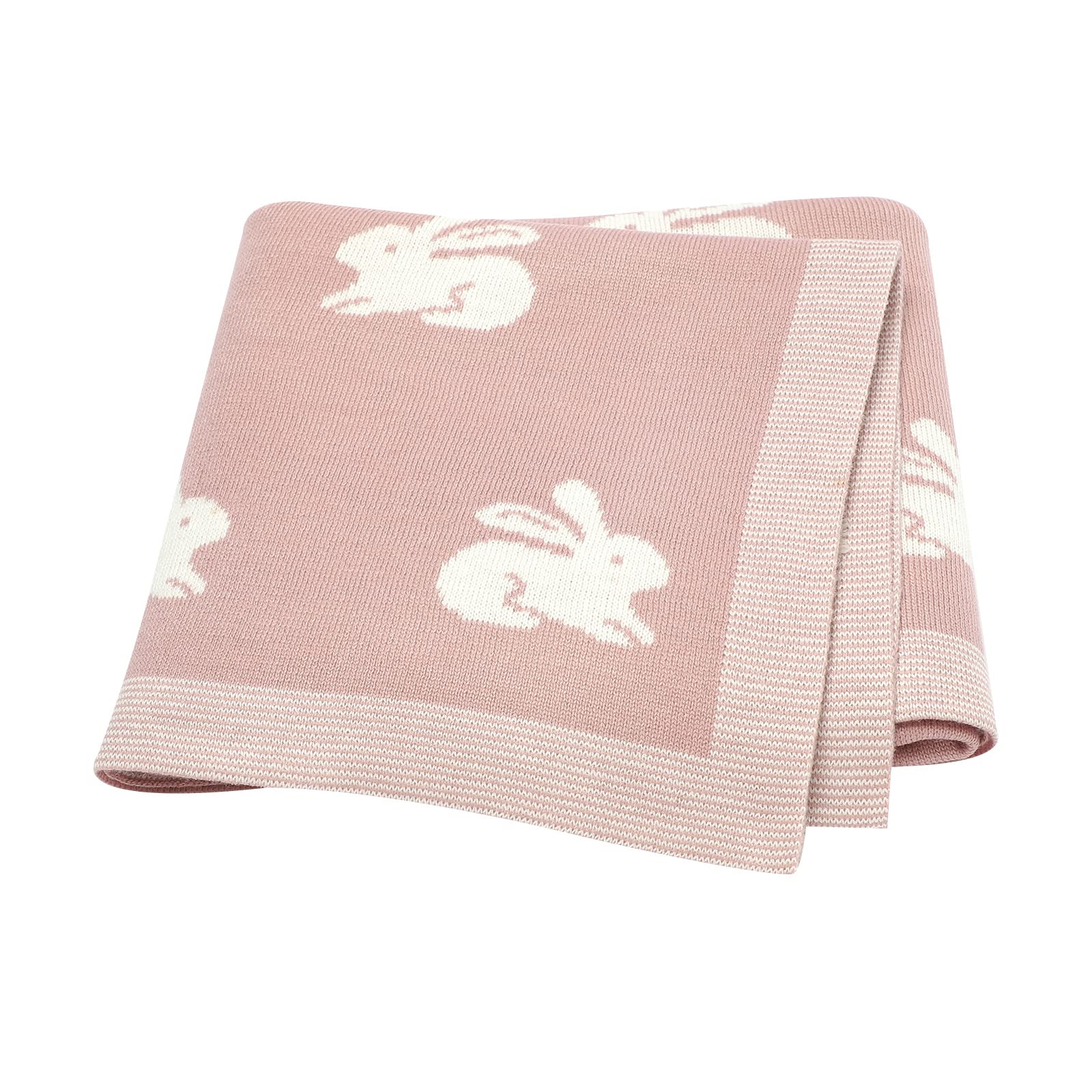 Hadetoto Baby Blanket for Newborn Soft Knitted Blankets Baby Essentials for Newborn 90 x 70cm Bunny - Pink