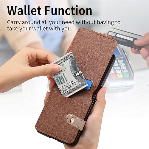 Miniatura 4 de Asuwish Compatible con Samsung Galaxy Z Flip 3 5G 2021 - Funda tipo cartera y ranura para tarjetas, anillo con cierre magnético, a prueba de golpes,