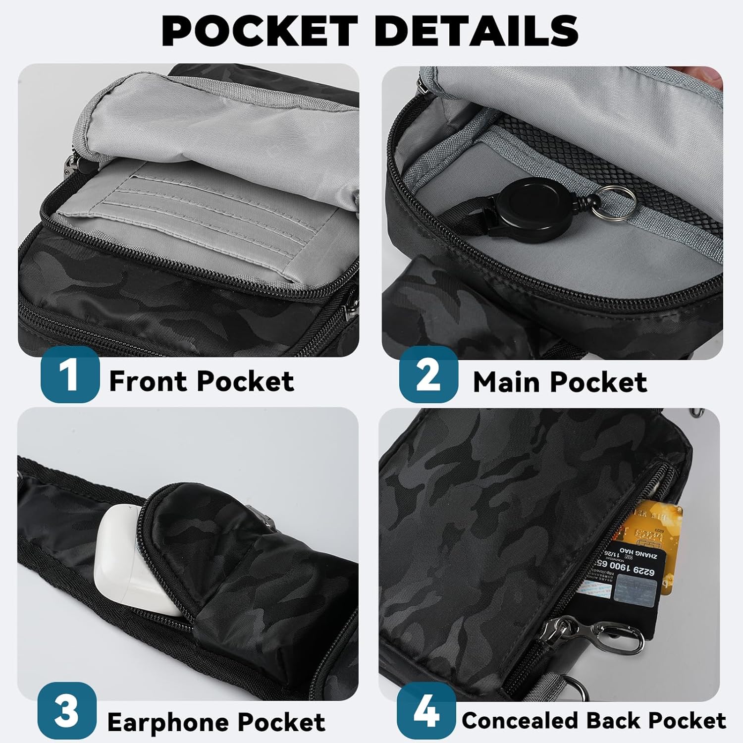 Sling Bag, Crossbody Bag with Zipper Lock, RFID & Water Resistant for Women and Men Small Chest Bag for Travel Casual - Image 6