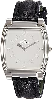 Titan Braille Quartz Analog White Dial Black Leather Strap Watch for Men - NR1854SL01
