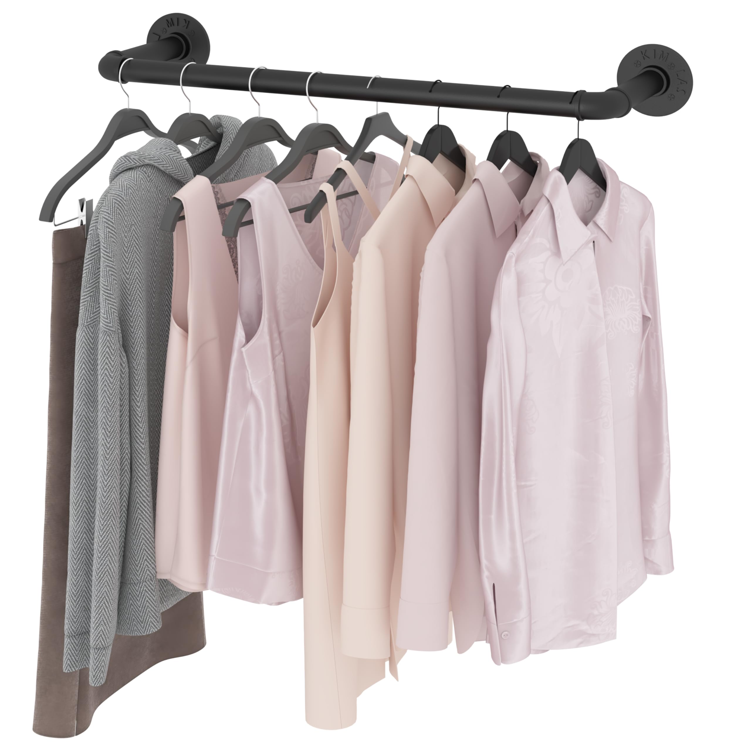 VOLISON Wall Mounted Clothes Rail, Industrial Pipe Clothes Rack, 47CM Detachable Metal Garment Clothing Rail, Heavy Duty Walls Mounted Garment Rail for Hanging Clothes For Shops Closets and Home