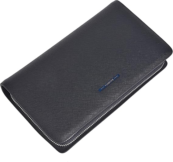 Men Clutch Bag Genuine Leather Wallet Long Purse Business Card Holder Case...
