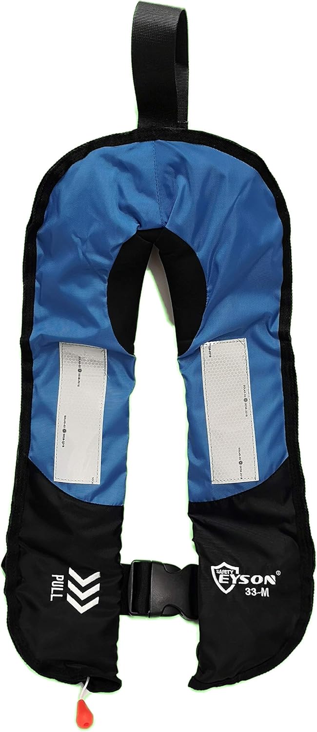 Top Safety Adult Life Jacket with Whistle - Manual Version Inflatable Lifejacket Life Vest Preserver PFD for Boating Fishing Sailing Kayaking Surfing Paddling Swimming - Adjustable Life Saving Vest