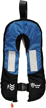 Top Safety Adult Life Jacket with Whistle - Manual Version Inflatable Lifejacket Life Vest Preserver PFD for Boating Fishing Sailing Kayaking Surfing Paddling Swimming - Adjustable Life Saving Vest
