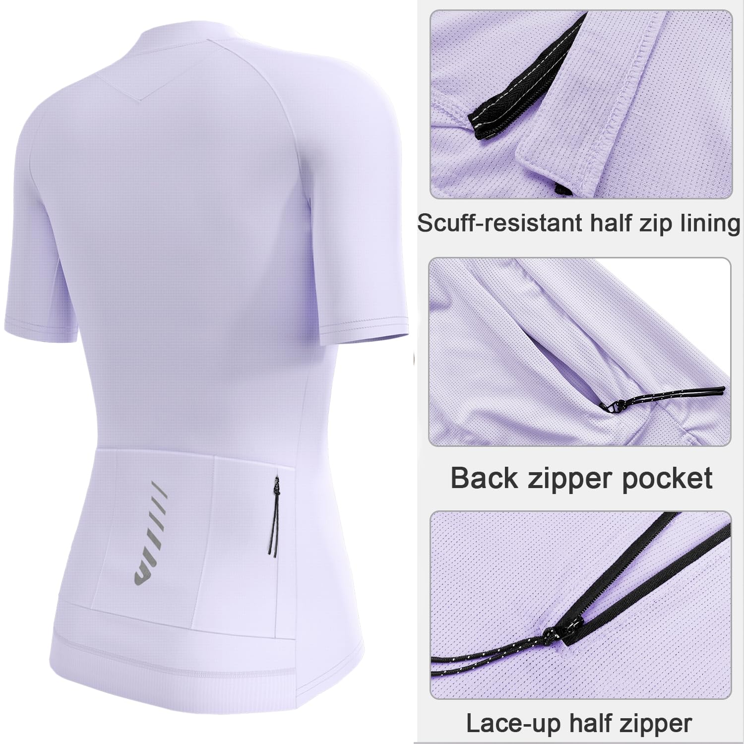 Wulibike Maillot de Ciclismo Mujer Media Cremallera Ciclismo Maillot Transpirable Carretera Manga Corta Mujeres Bicicleta Camiseta 4 Bolsillos Ciclismo Tops Upf50+