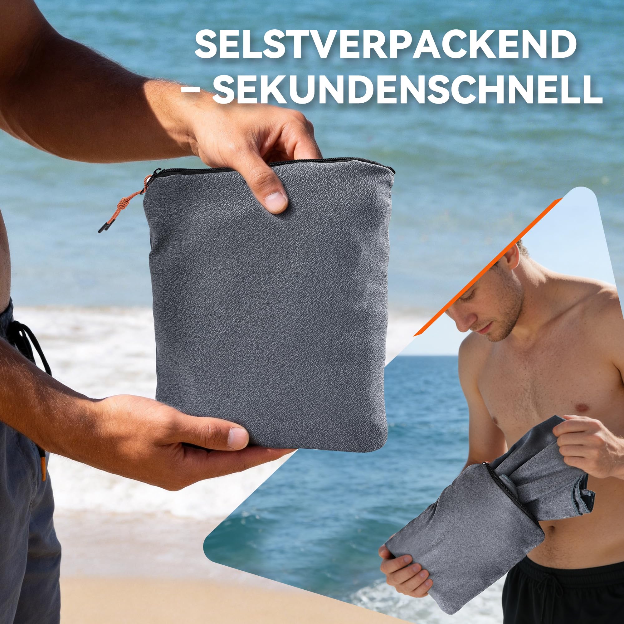 Mikrofaser Badeponcho Damen & Herren, Umziehhilfe & Handtuch zugleich, Schnelltrocknendes Surfponcho, Ultraleicht & Kompakt – Ideal für Strand, Reisen, Surfen, Camping, Schwimmen & Sauna