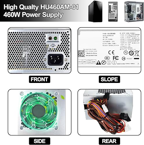 Miniatura 6 de LXun Upgrad HU460AM-01 WC1T4 D460AM-03 460W Fuente de alimentación compatible con Dell XPS 8930 8920 8910 8900 8700 8300 Alien-Ware Aurora R5