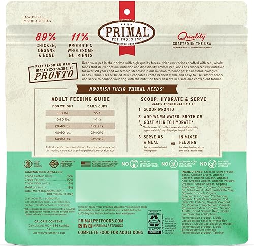 Miniatura 8 de Primal - Alimento liofilizado para perros, pollo Pronto, cuchara completa y equilibrada, comida cruda saludable sin granos, hecha a mano en los