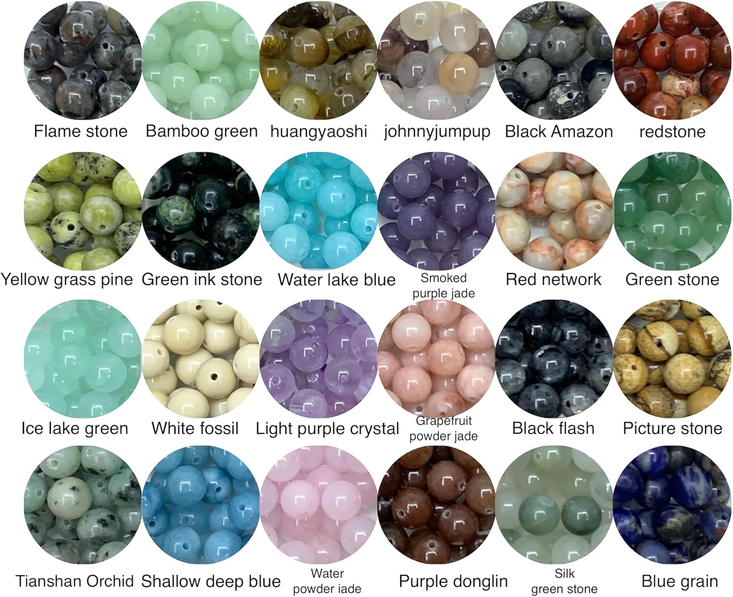 480pcs 8mm Natural Round Stone Beads，Multiolor Crystal Energy Stone，Loose Gemstone Accessories Hole Size 1mm ，DIY Smooth Beads Necklace Bracelet for Jewelry Making (24Color Material-A 8mm)