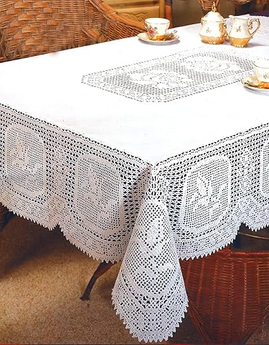 Miniatura 2 de Sana Enterprises Mantel de ganchillo de encaje de vinilo para cocina, comedor y bufé, floral, resistente a las manchas y fácil de limpiar, color