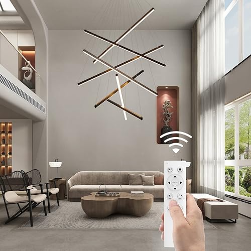 Miniatura 1 de Candelabros LED modernos, lámpara colgante regulable para techo alto, sala de estar, comedor, escalera, restaurante, Sputnik, lámpara colgante de
