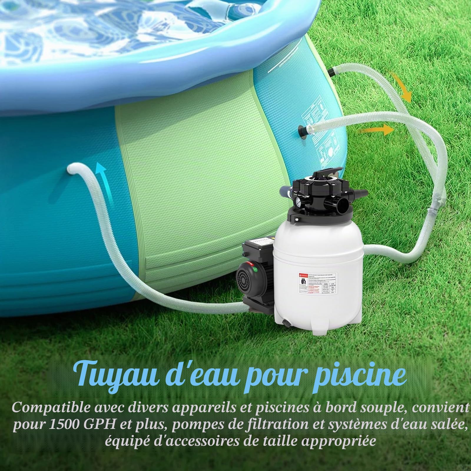 Lot de 2 tuyaux de rechange pour pompe de piscine Intex, 38 mm/150 cm, avec 2 adaptateurs de tuyau de type B