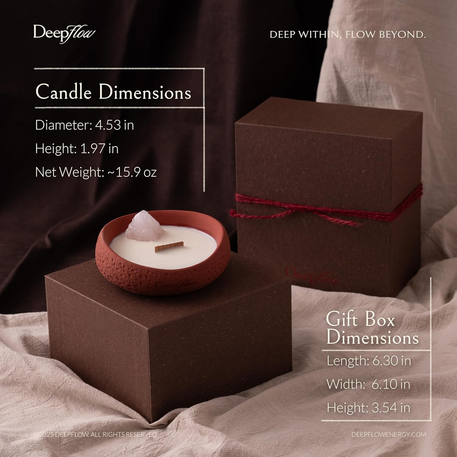 DEEP FLOW Luxury Ritual Candle Gift for Valentine’s Day, Peach Grace with Rose Quartz, Soft Peach Floral Scent - Image 6