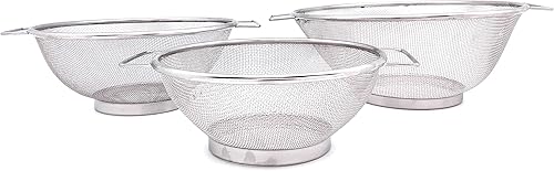 Uniware Juego de 3 coladores de acero inoxidable, 7 pulgadas + 8 pulgadas + 10 pulgadas