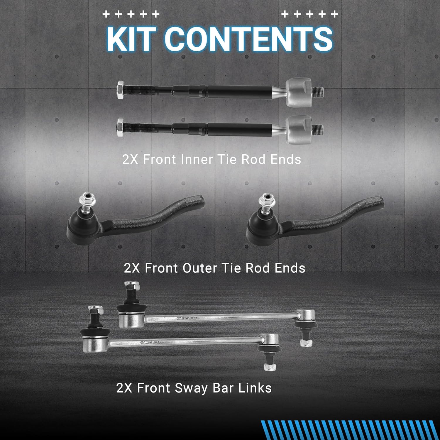 Front End Suspension Kit Compatible With 2012-2019 Ni-ssan Versa/Note, 2015-2019 Ni-ssan Micra Tie Rods Inner and Outer Complete Kit, Tie Rod and Sway Bar