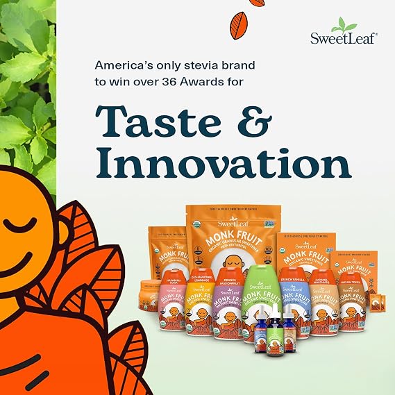 SweetLeaf Organic Monk Fruit Sweetener, Granular - 40 Individual Packets