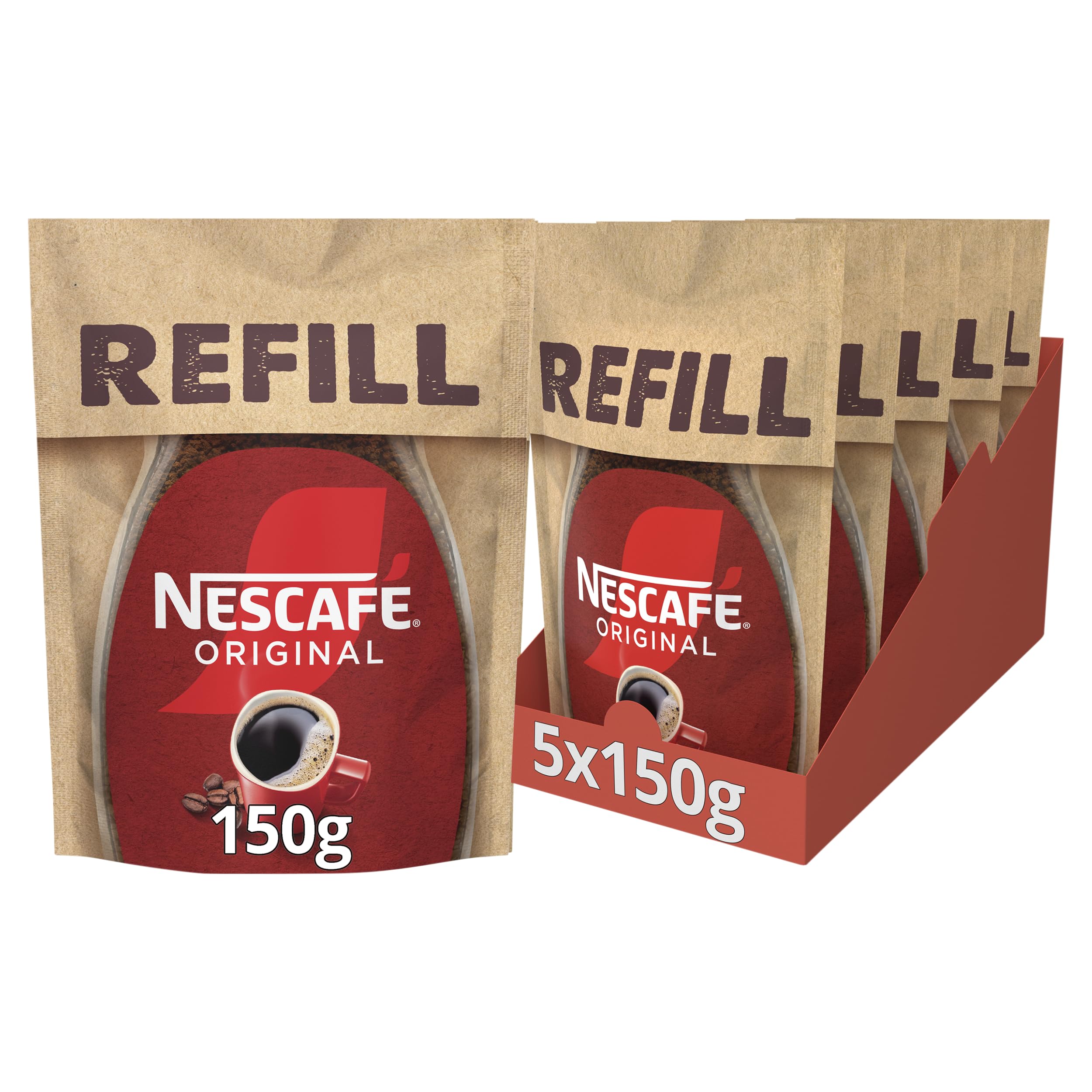 Original Instant Coffee Refill Pouch 150g, Rich Aroma, Full and Bold Flavour (Pack of 5)