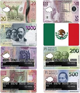 GTOTd Mexico Calcomanía Debit Credit Card Cover Sticker Skin（8 Pack） Para Tarjetas De Debito Card Decal Art Decor Gifts Merch Supplies for EBT Debit Transportation Key Cover Personalizing Bank Card