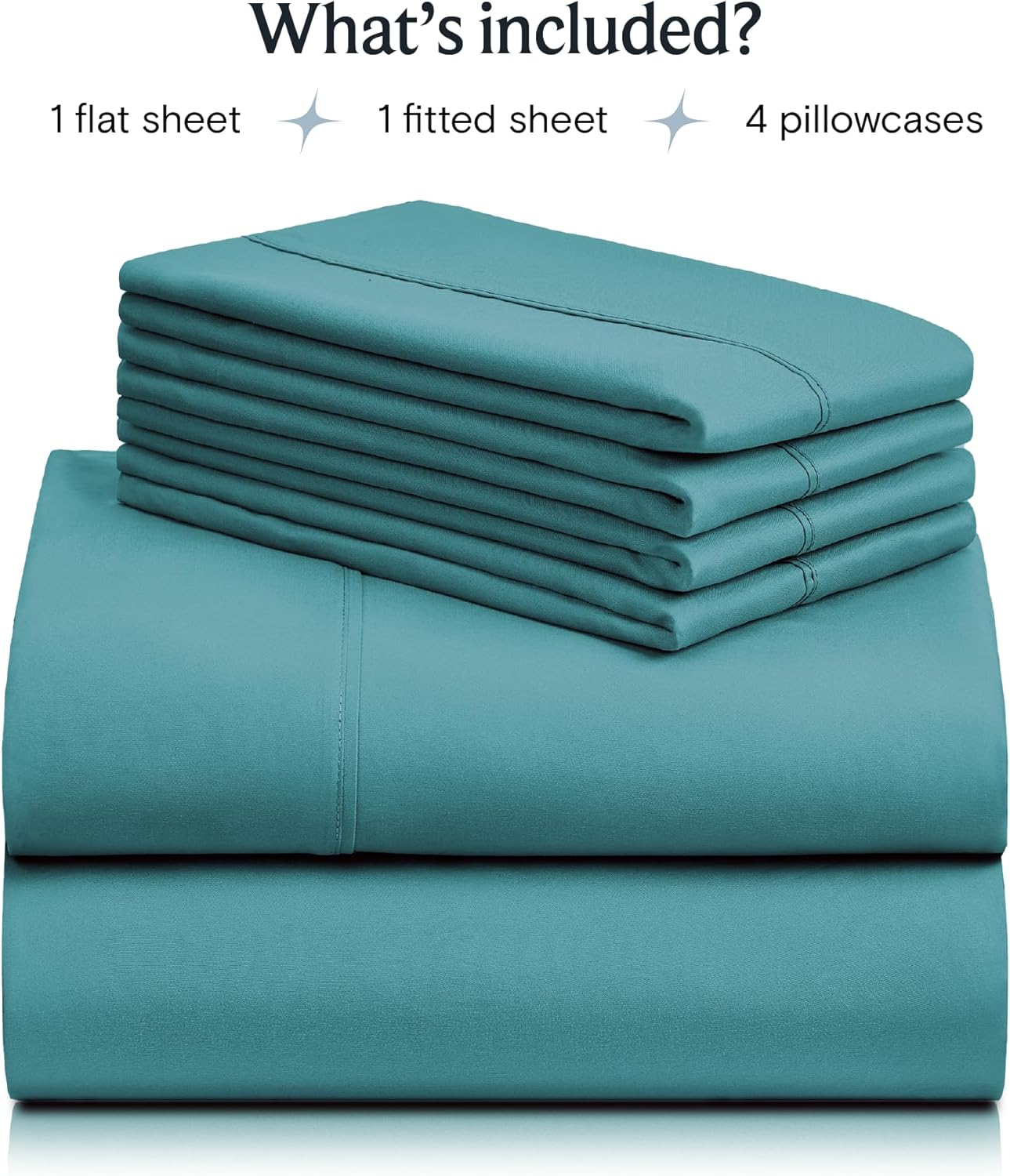 LuxClub 6 PC Queen Sheet Set, Bed Sheets Queen Size, Deep Pockets 18" Eco Friendly Wrinkle Free Cooling Sheets Machine Washable Hotel Bedding Silky Soft - Teal Queen