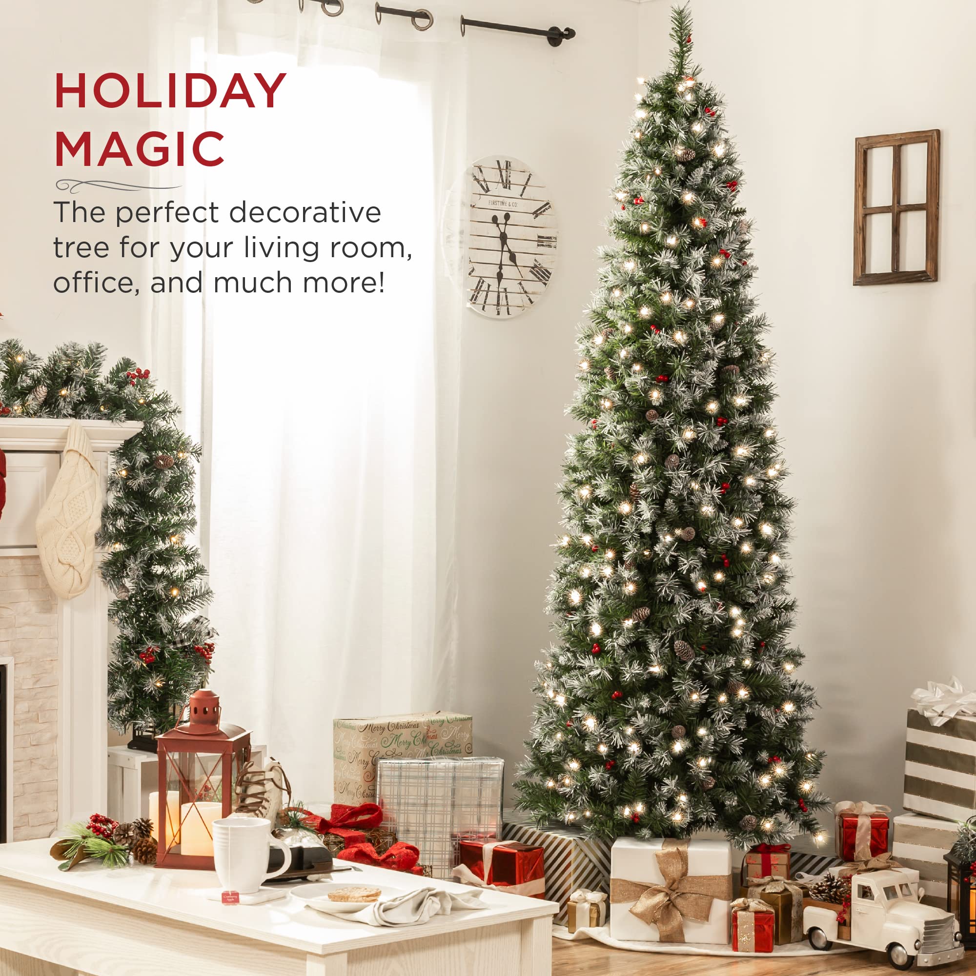 Best Choice Products 9ft PreLit Pencil Christmas Tree, Partially