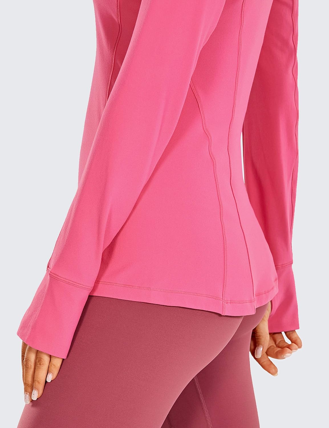 CRZ YOGA Women's Long Sleeve Quarter Zip Pullover Slim Fit Athletic Yoga Tops Workout Running Shirts with Thumbholes - Image 3