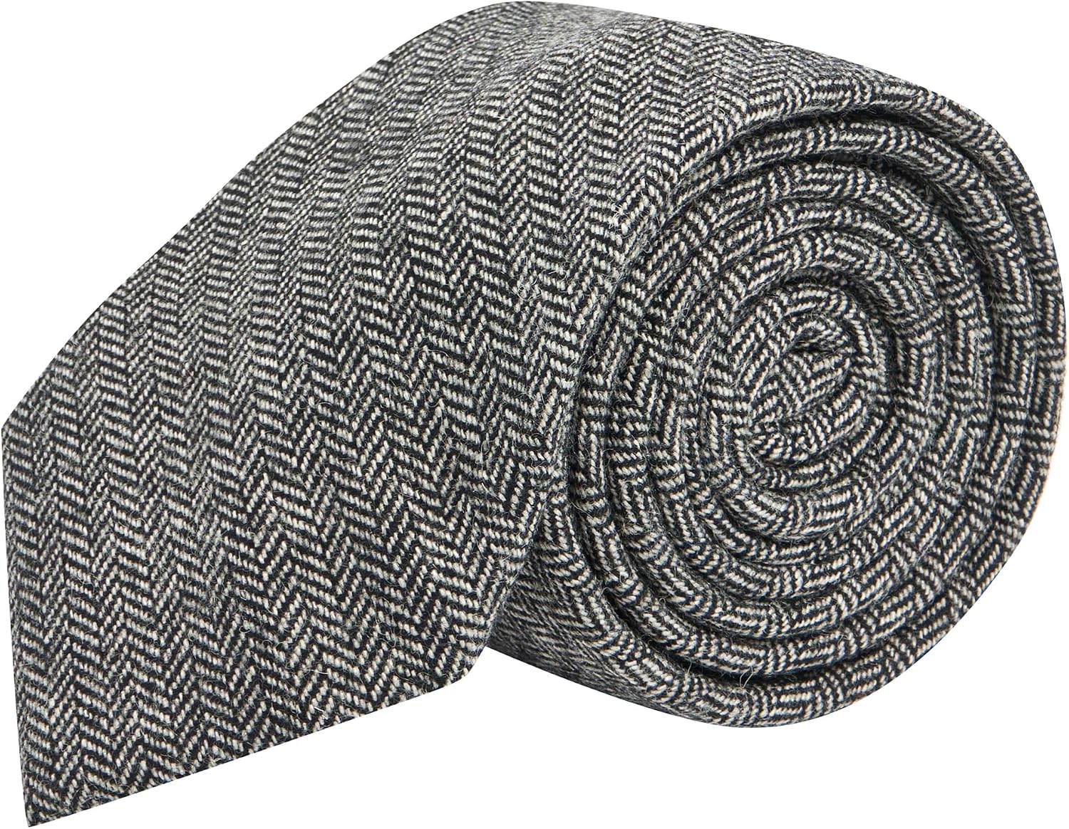 King & Priory Black Herringbone Necktie