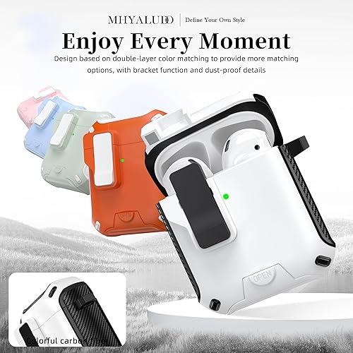 Miniatura 3 de Funda para AirPods de 21 generación, compatible con Magsafe, bloqueo automático magnético, puerto de carga a prueba de polvo y diseño de soporte con