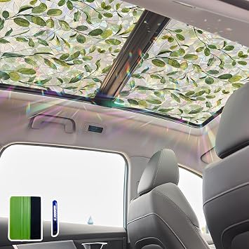 Suncatcher Rainbow Window Privacy Film, Double-Sided Decorative Window Clings for Windows and Doors, Laser Eucalyptus Green 22.83"39.37"