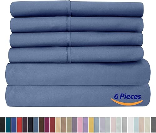 Miniatura 6 de Sweet Home Collection Juego de sábanas de calidad con bolsillo profundo  2 fundas de almohada adicionales, Value, individual XL, mezclilla, 4 piezas