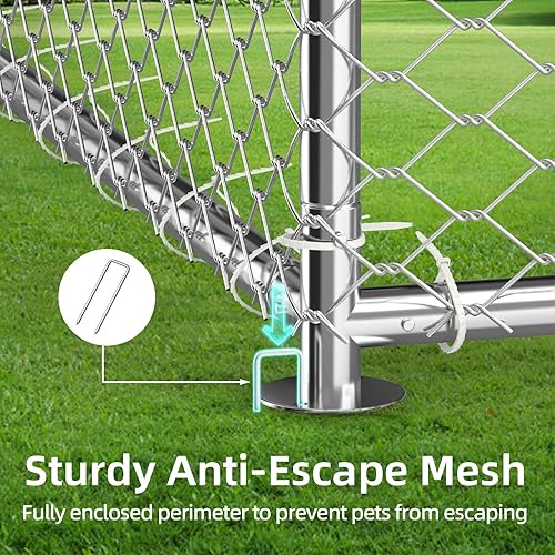 Miniatura 5 de Perrera para perros de 7.8 x 7.8 pies, resistente al aire libre, jaula de acero galvanizado con techo, casa segura al aire libre para perros de