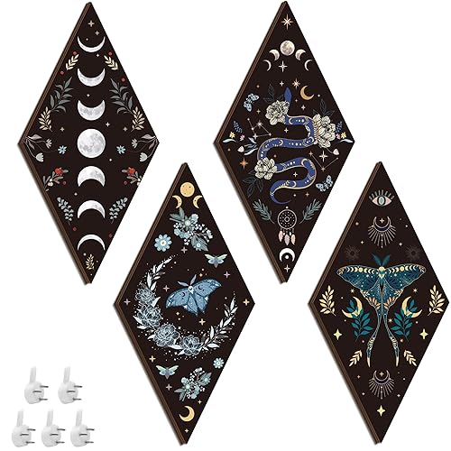 Romart Moon Phase Wall Decor: 4 Pieces Boho Moon Phases