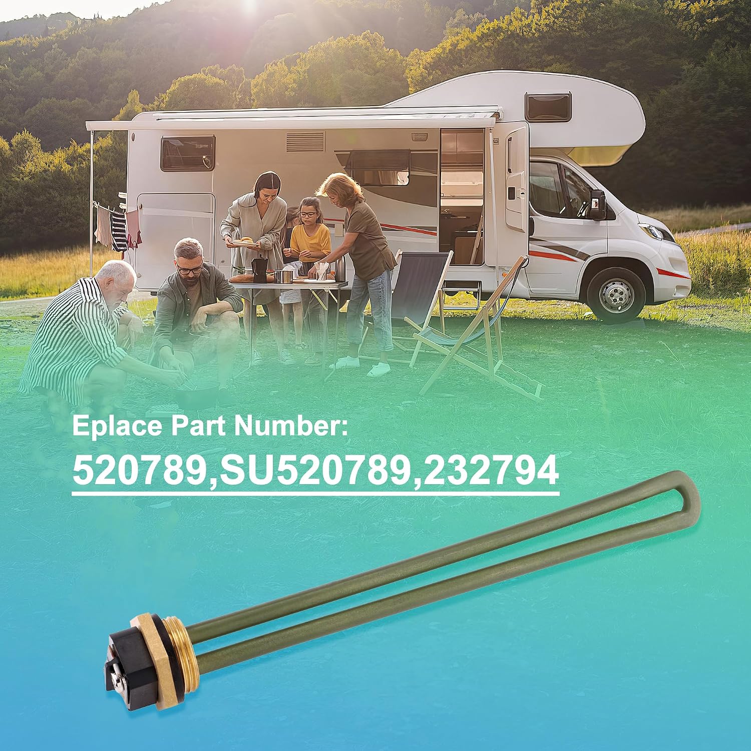 CozyCabin 520900 RV Water Heater Element Kit for Suburban SW4DE SW6DE SW6DEL SW10 SW10DE SW10PE SW12DE SW12DEL Suburban Rv Water Heater Parts, 120V 1440W, Heating Element with Wrench Socket